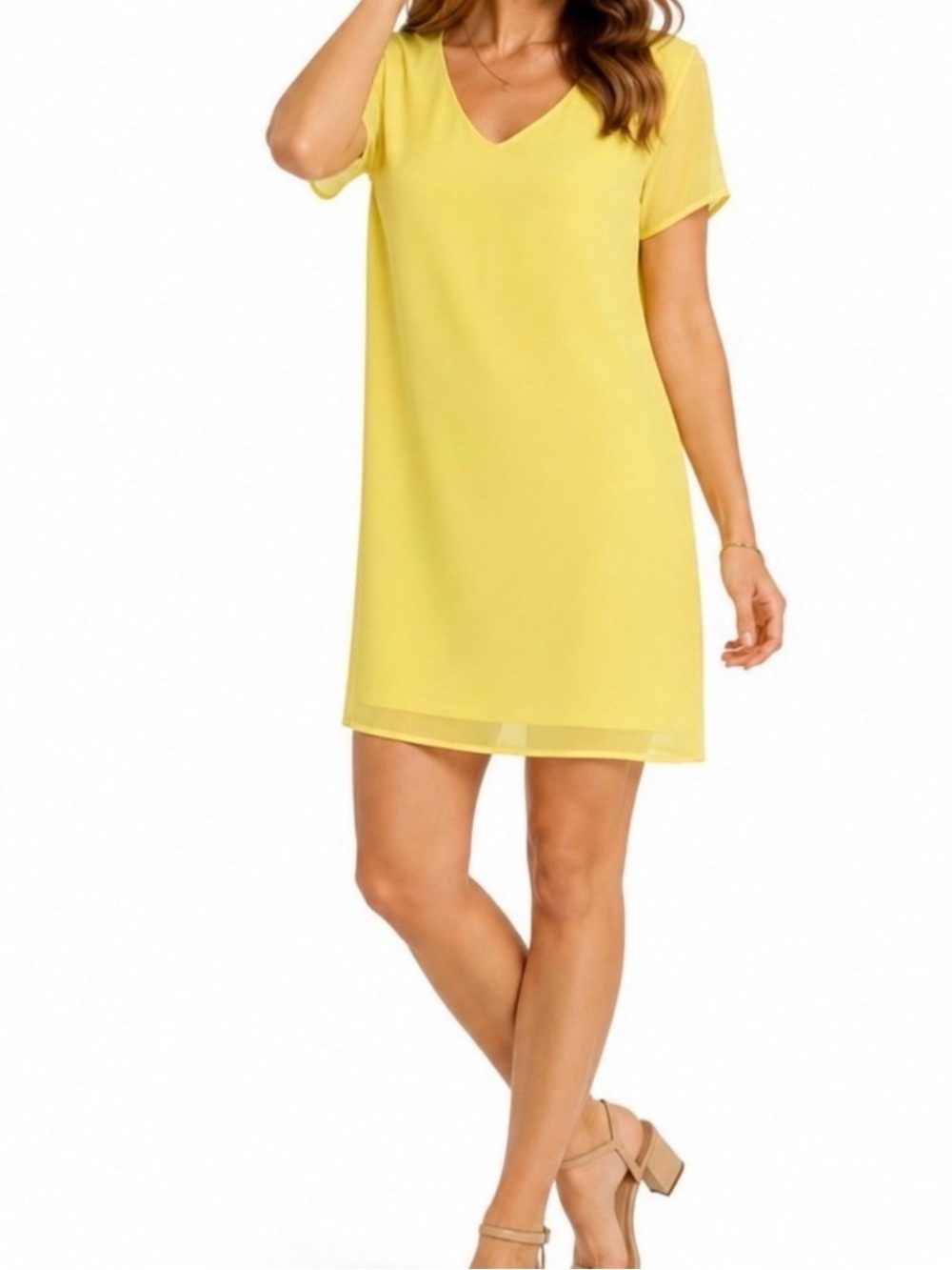 NWT Lulus Yellow Chiffon Slip Shift Mini Dress size XS